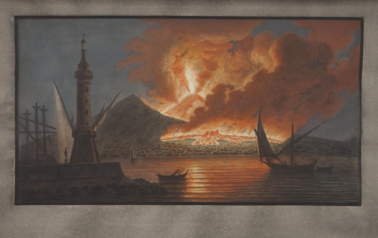 Plade VI fra Campi Phlegraei: Observationer af vulkanerne på de to Sicilier af William Hamilton, 1776 (wc på papir) af Pietro Fabris