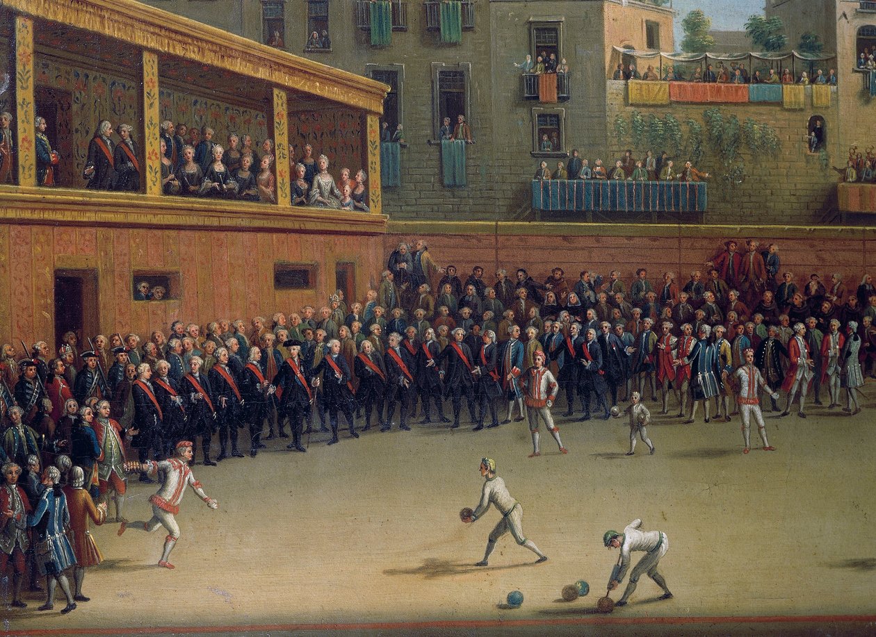 Håndboldspil, af Pietro Fabris (aktiv 1768-1778), detalje, Italien af Pietro Fabris