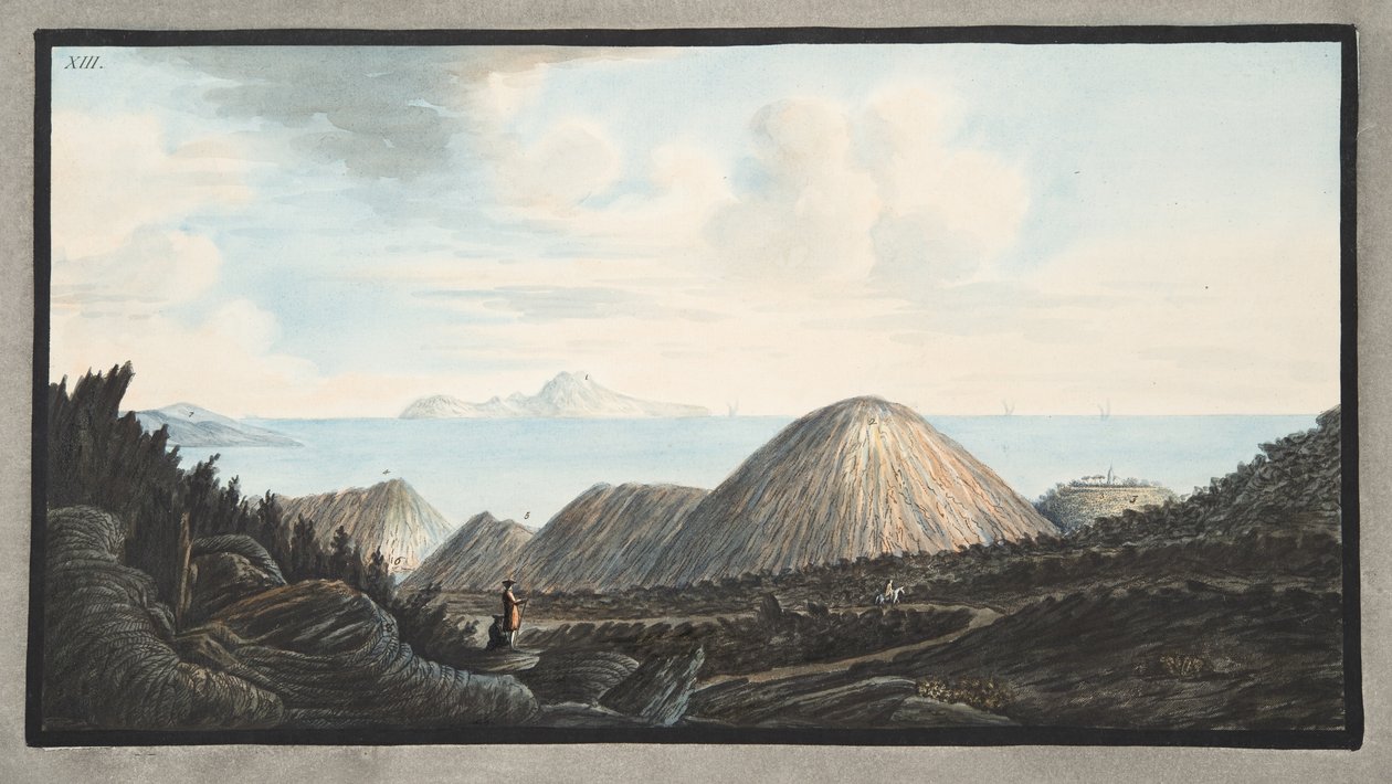 Udsigt over den nuværende tilstand af det lille bjerg, der blev rejst ved eksplosionen i år 1760, plade XIII, fra 
