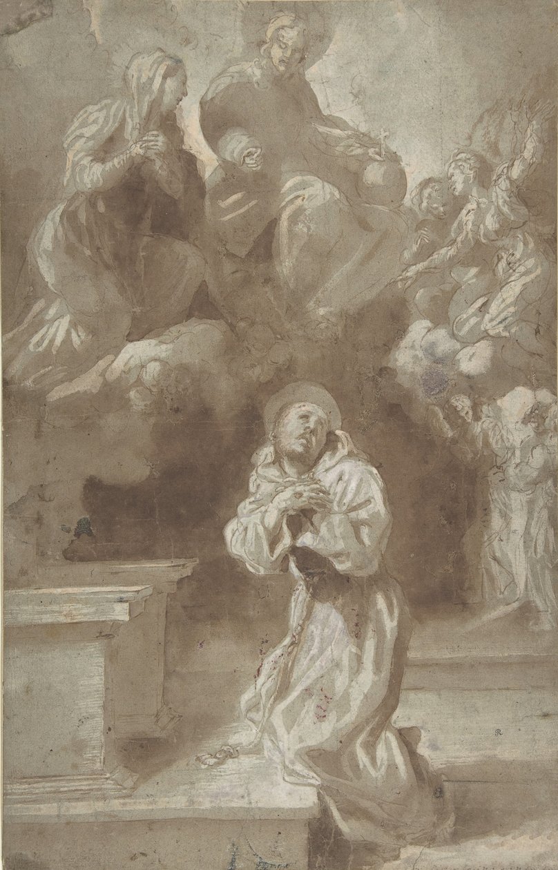 Kristus og jomfruen viser sig for den hellige Frans, 1562-1602. af Pietro Faccini
