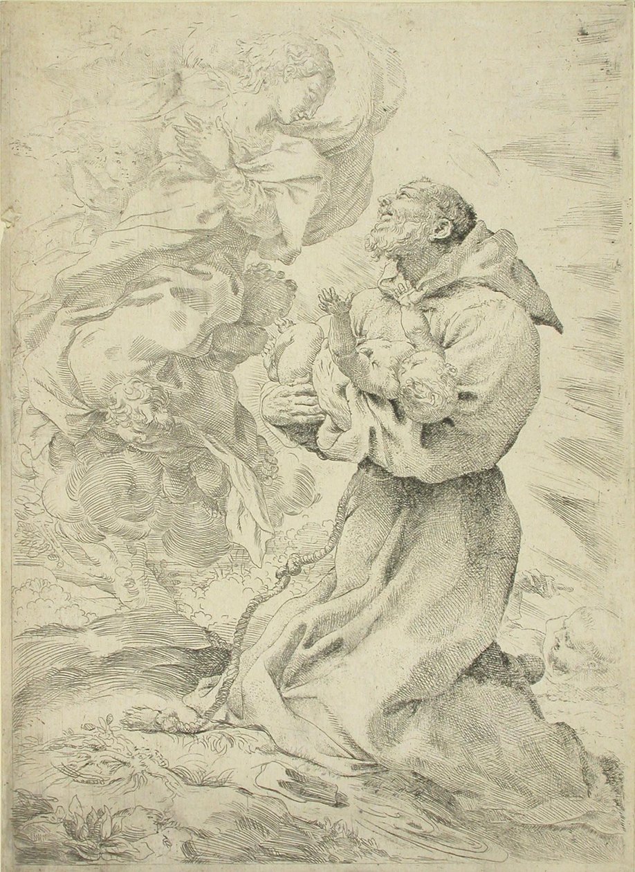 Frans af Assisi med Jesusbarnet i sine arme af Pietro Faccini