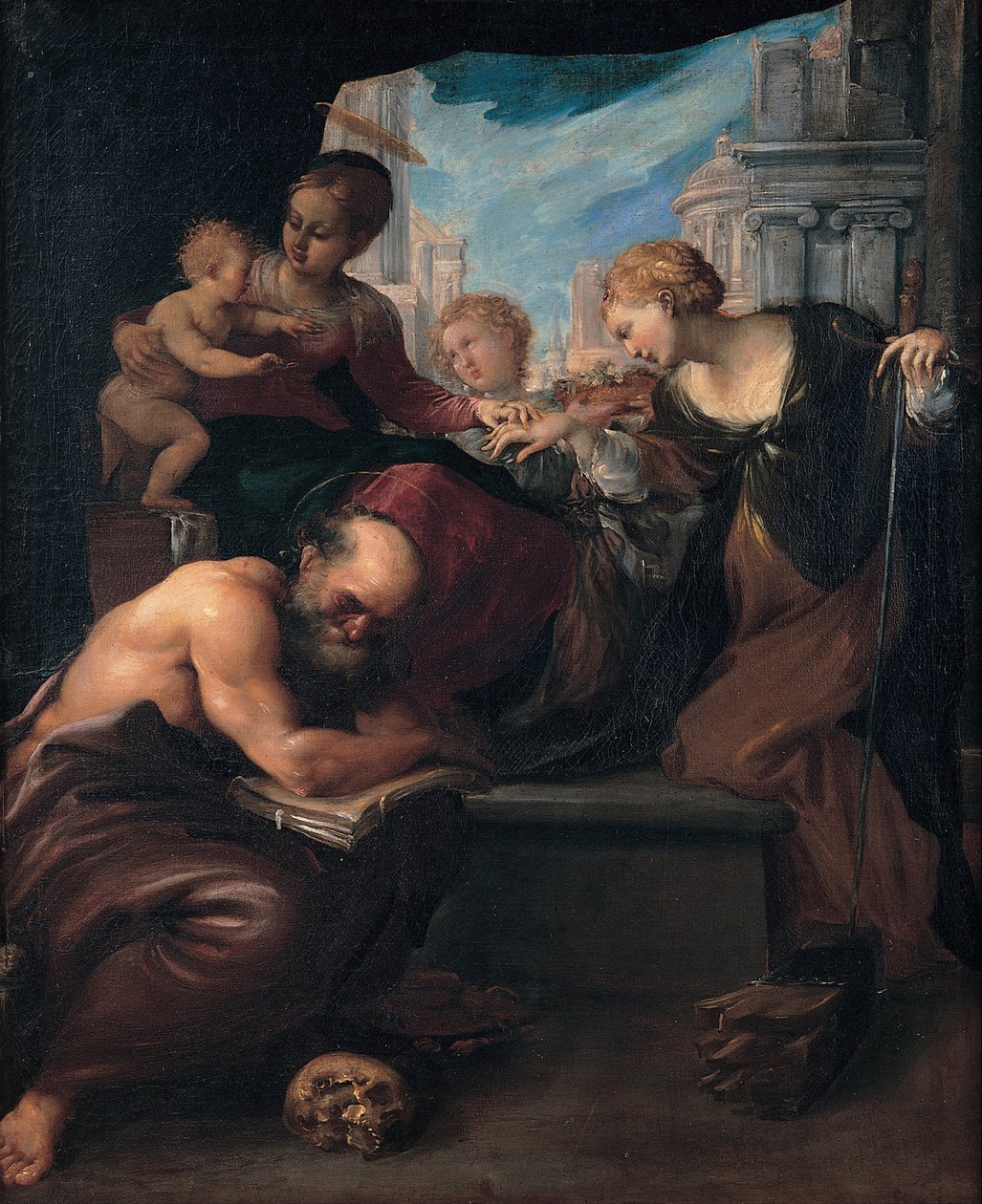 Sankt Katarinas mystiske ægteskab, 1595-1599 af Pietro Faccini