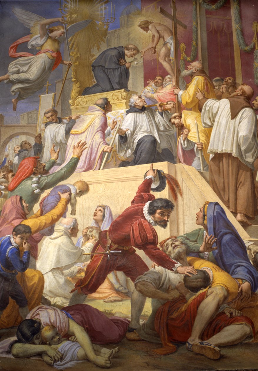 Miraklet med Sankt Nikolaus af Tolentino under pesten i Cordova, 1856-69 af Pietro Gagliardi