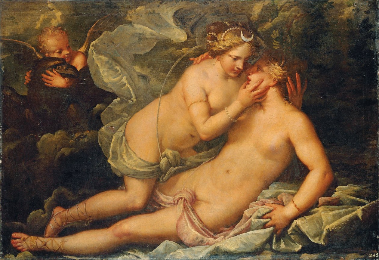 Jupiter i skikkelse af Diana og nymfen Callisto af Pietro Liberi