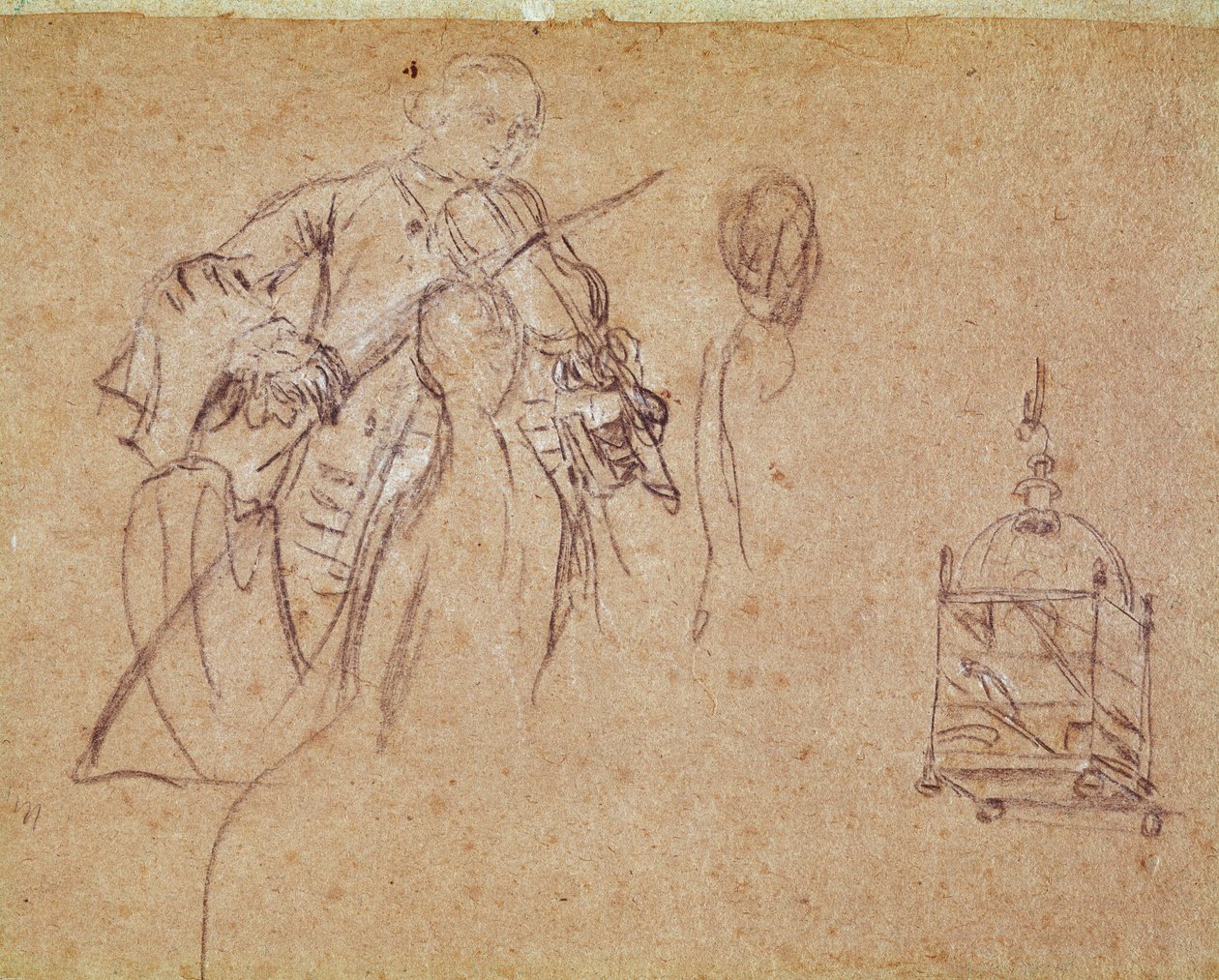 En violinist (violinist) Tegning af Pietro Longhi (1702-1785) Venedig, Musee Correr af Pietro Longhi