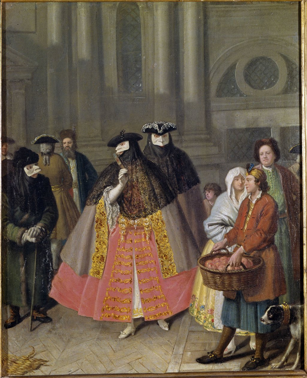 Samtale med masker eller æblesælgeren af Pietro Longhi