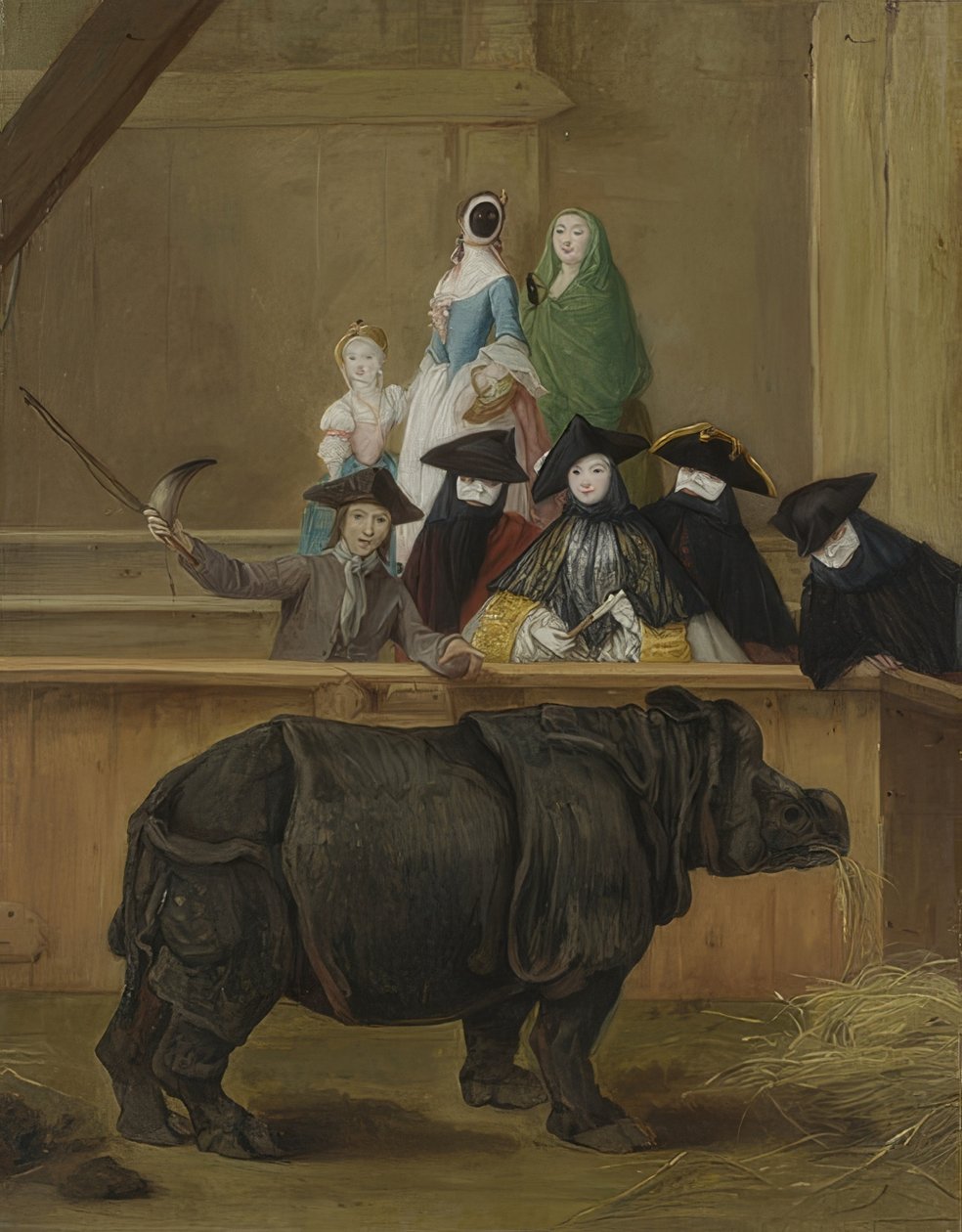 Udstilling af et næsehorn i Venedig. Sandsynligvis 1751 af Pietro Longhi