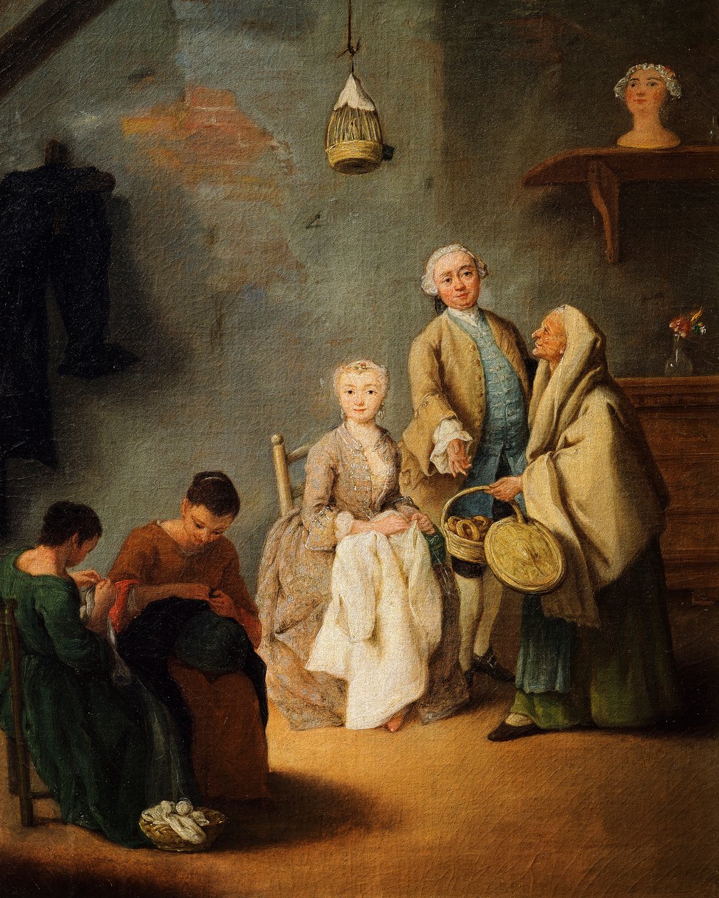 Broderiværksted af Pietro Longhi (1701-1785) af Pietro Longhi