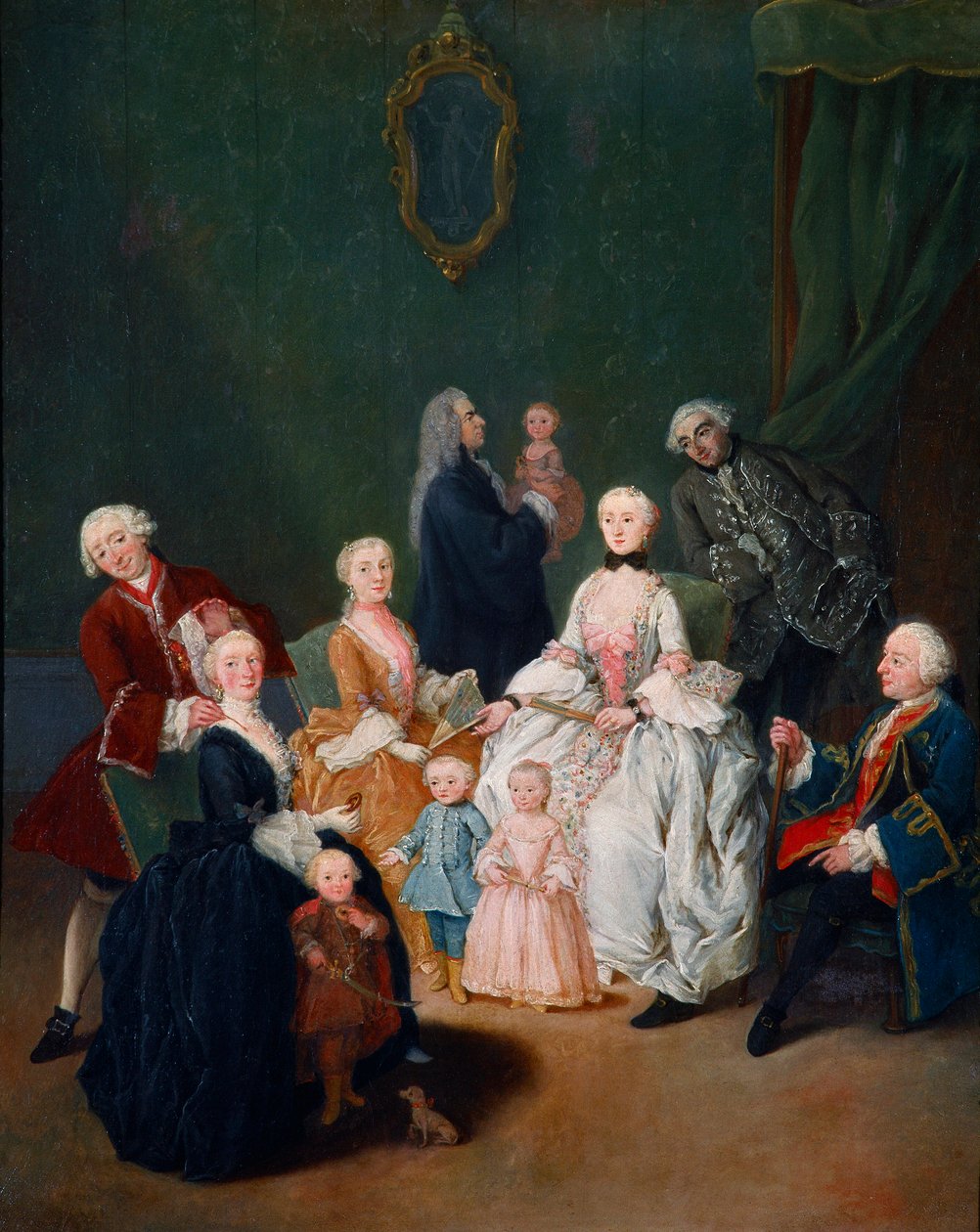 Familieportræt. Maleri af Pietro Longhi (1702-1785) 1752 ca. Sol. 62x50 cm Venedig, Ca