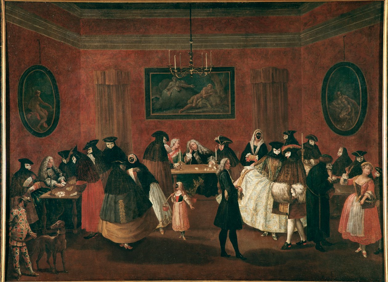 Il Ridotto (Foyeren) Maleri af Pietro Longhi (1702-1785) 1750 Dim 96x131 cm Venedig, Ca 