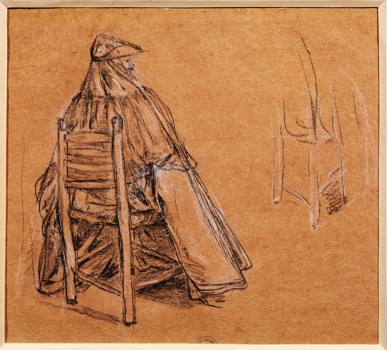 Italien, Venedig, Masked Gentleman (Gentiluomo con bautta) af Pietro Longhi (1702-1785), tegning af Pietro Longhi