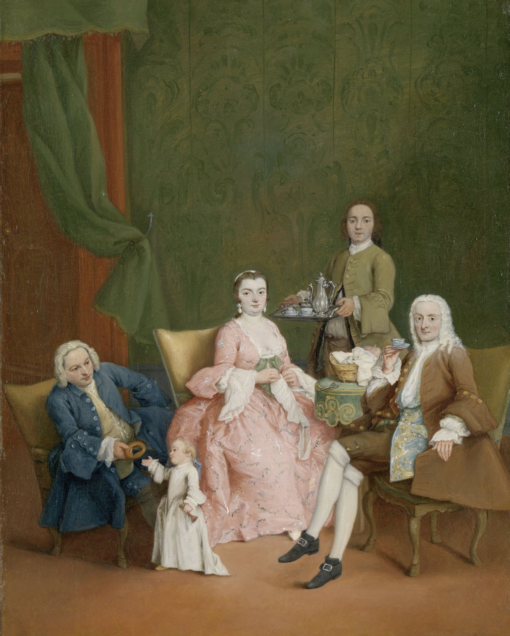 Portræt af en venetiansk familie med en tjener, der serverer kaffe Portræt af en venetiansk familie med en tjener, der serverer kaffe af Pietro Longhi
