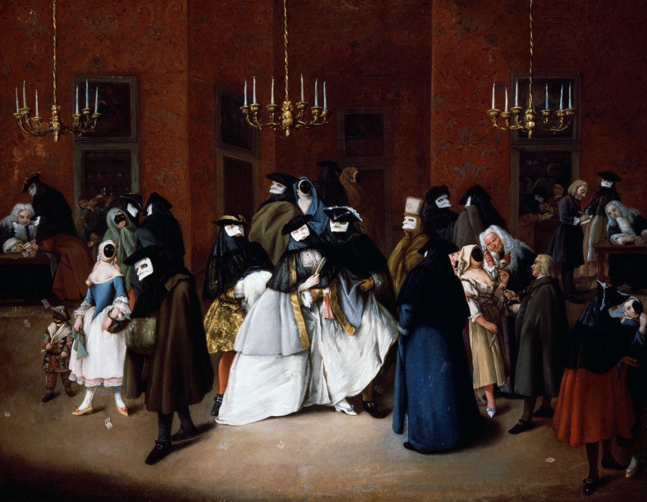 The Ridotto of Venice, ca. 1750 (olie på lærred) af Pietro Longhi