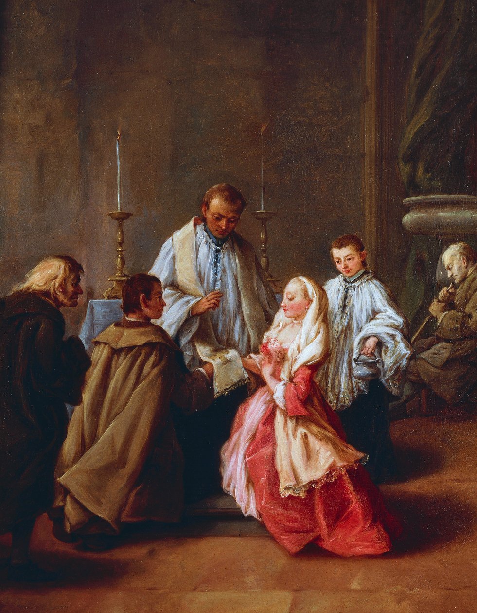 De syv sakramenter: ægteskab, før 1755-57, af Pietro Longhi (1701-1785), olie på lærred, 61x50 cm. af Pietro Longhi