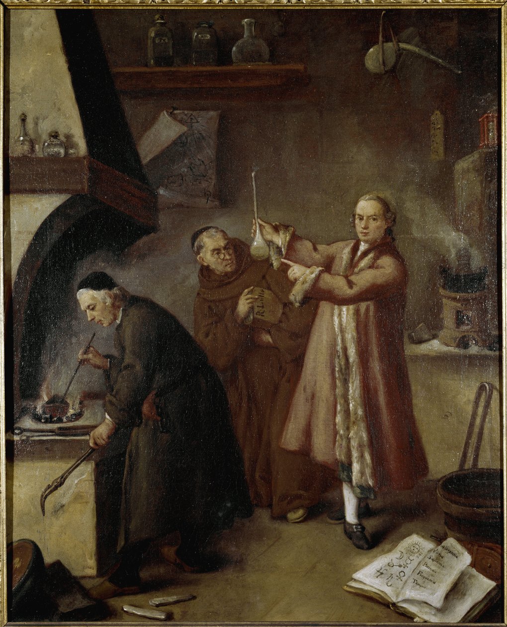 Alkymistens laboratorium. Maleri af Pietro Longhi (1702-1785) Museum of Palazzo Ca 