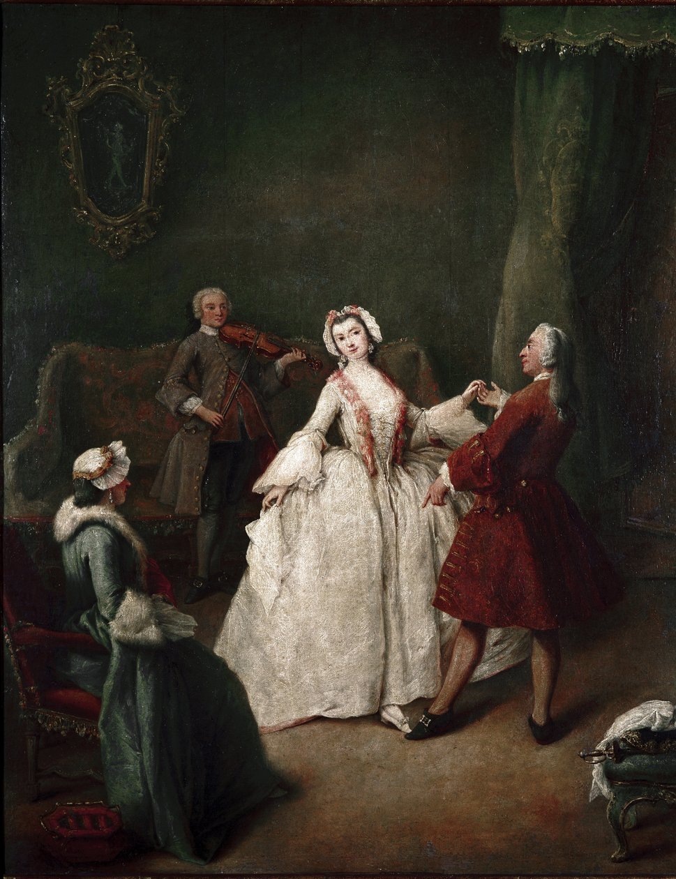 Dansetimen (olie på lærred, ca. 1741) af Pietro Longhi