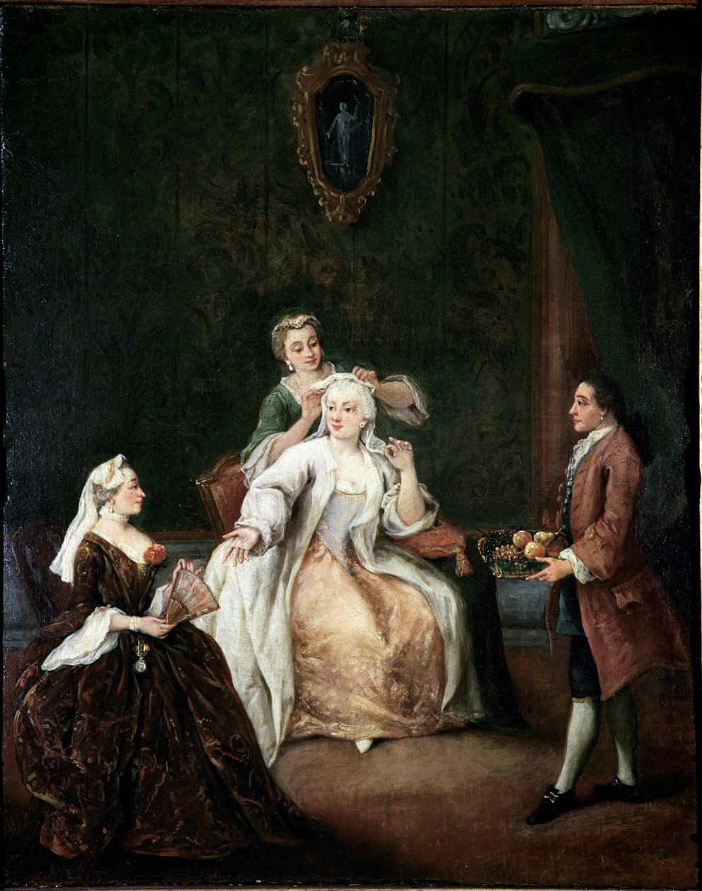 Frisøren (Frisøren) Maleri af Pietro Longhi (1702-1785) 1760 ca. Dim 62x50 cm Venedig, Ca 