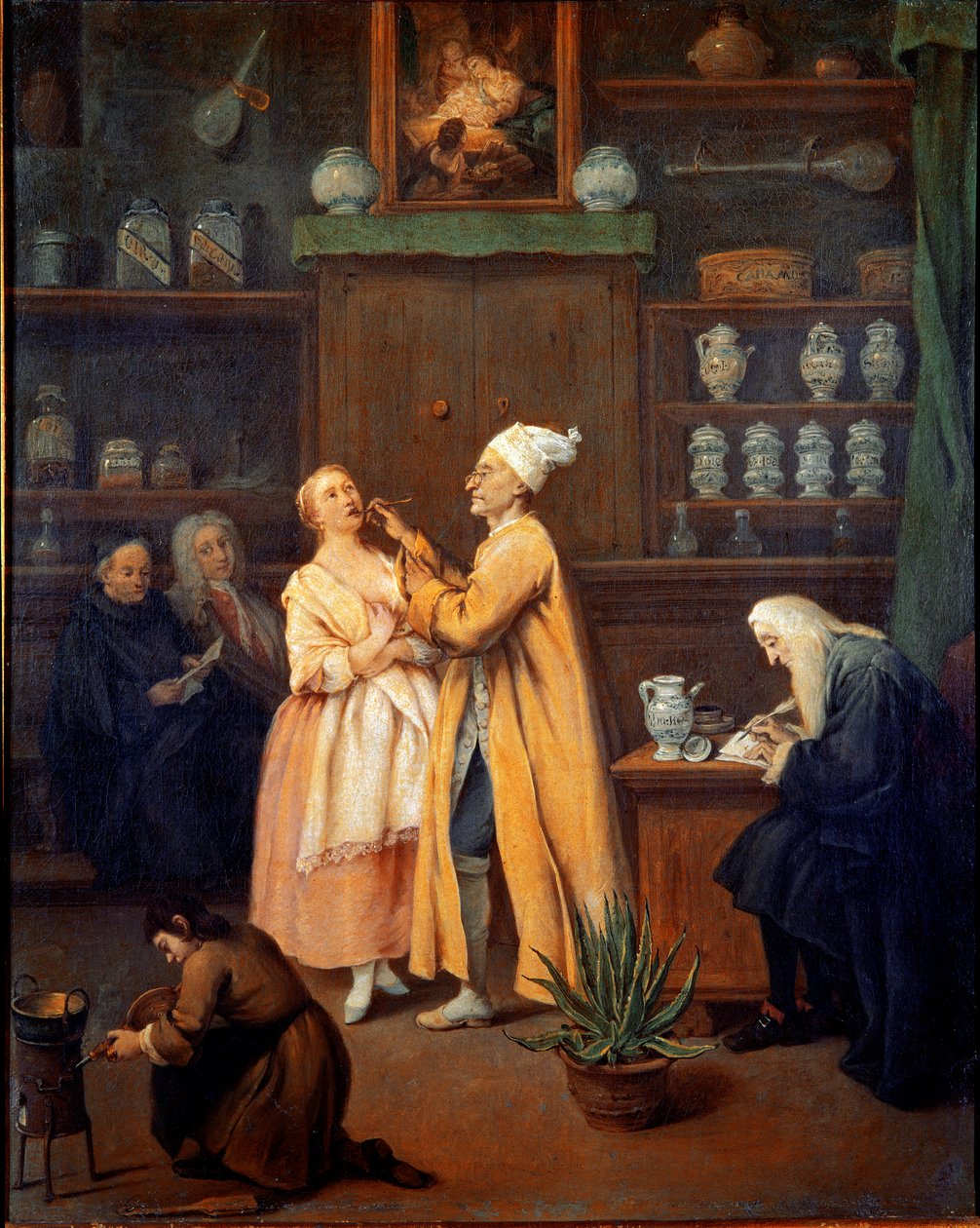 Apotekeren. Maleri af Pietro Longhi (1702-1785). 1752 (Aloe Vera i forgrunden) Galleria dell