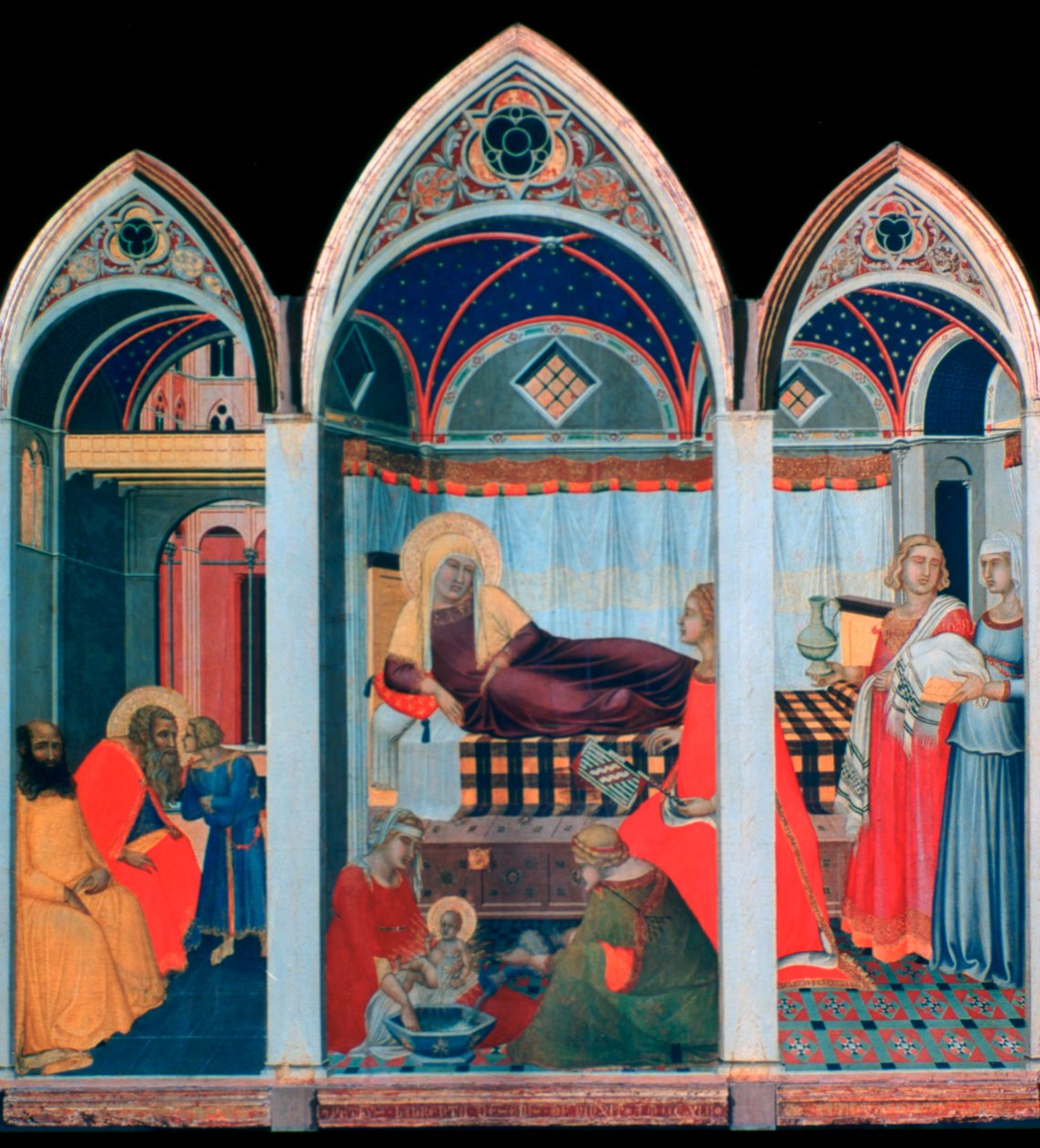 Jomfruens fødsel, 1342 af Pietro Lorenzetti