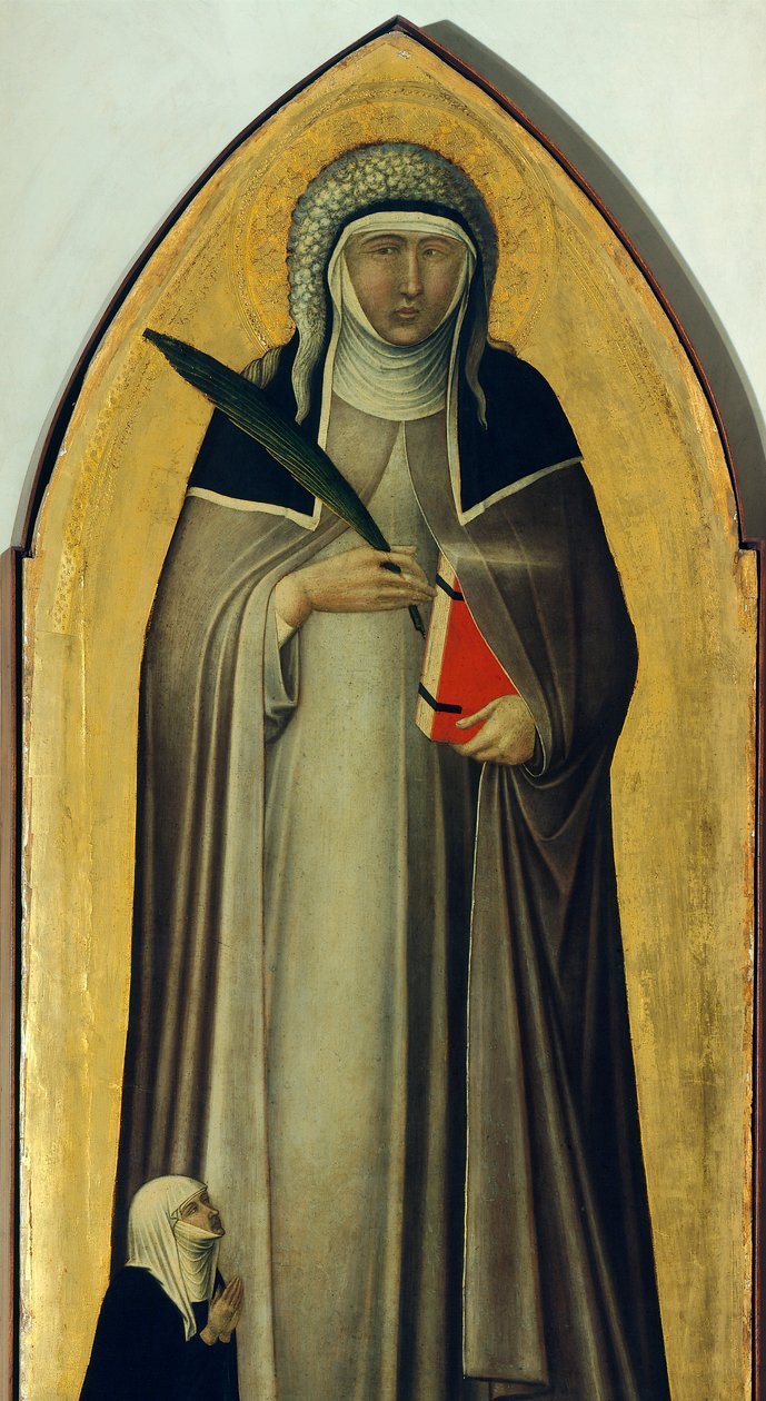 Velsignet ydmyghed, detalje fra altertavlen af velsignet ydmyghed af Pietro Lorenzetti (ca. 1280-1348), tempera og guld på træpanel af Pietro Lorenzetti