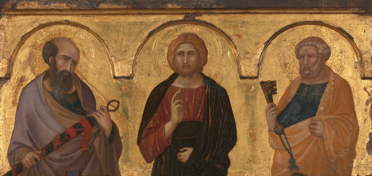 Kristus mellem Sankt Paul og Sankt Peter, ca. 1320 (maleri) af Pietro Lorenzetti