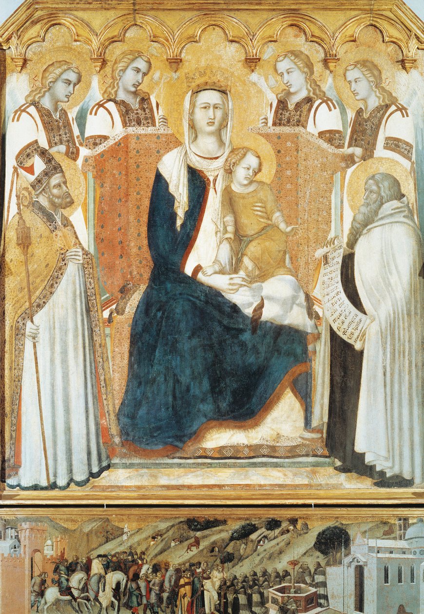 Italien, Siena, Madonna med engle og helgener af Pietro Lorenzetti