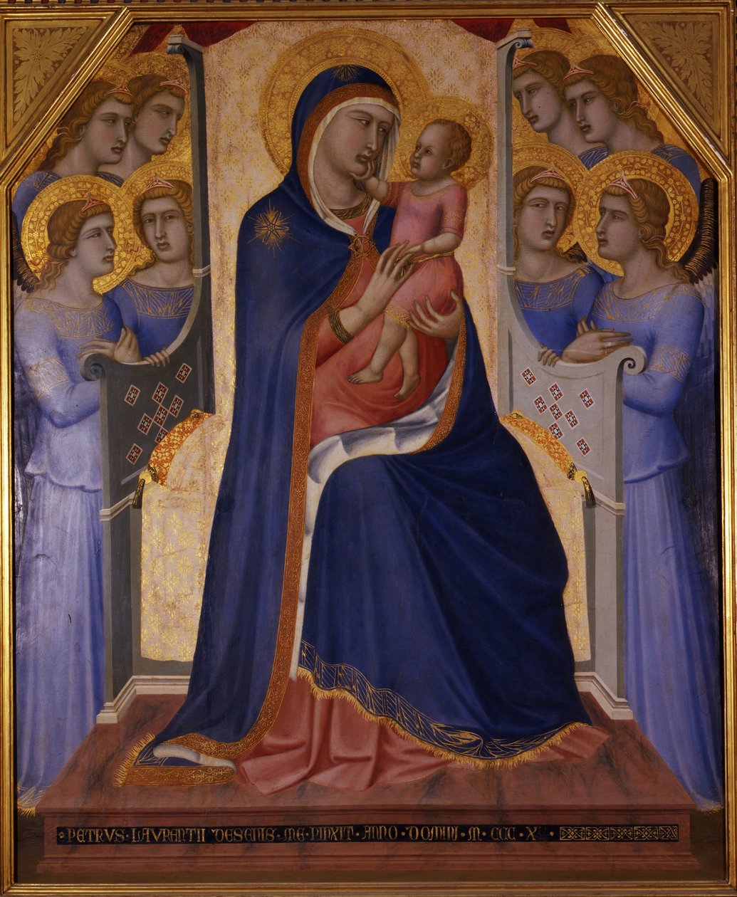 Madonna og barn tronet med engle, 1340 af Pietro Lorenzetti