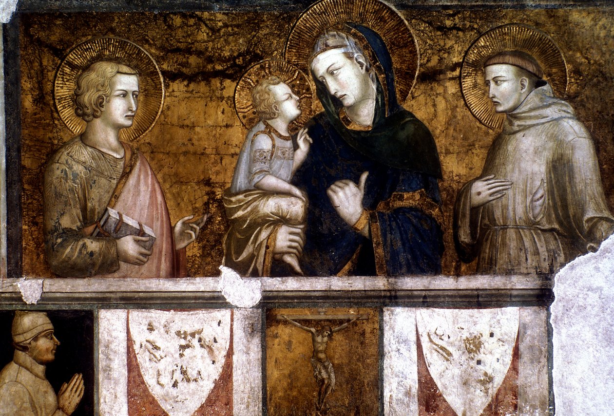 Madonna og barn mellem St. Francis og St John the Evangelist, c1320