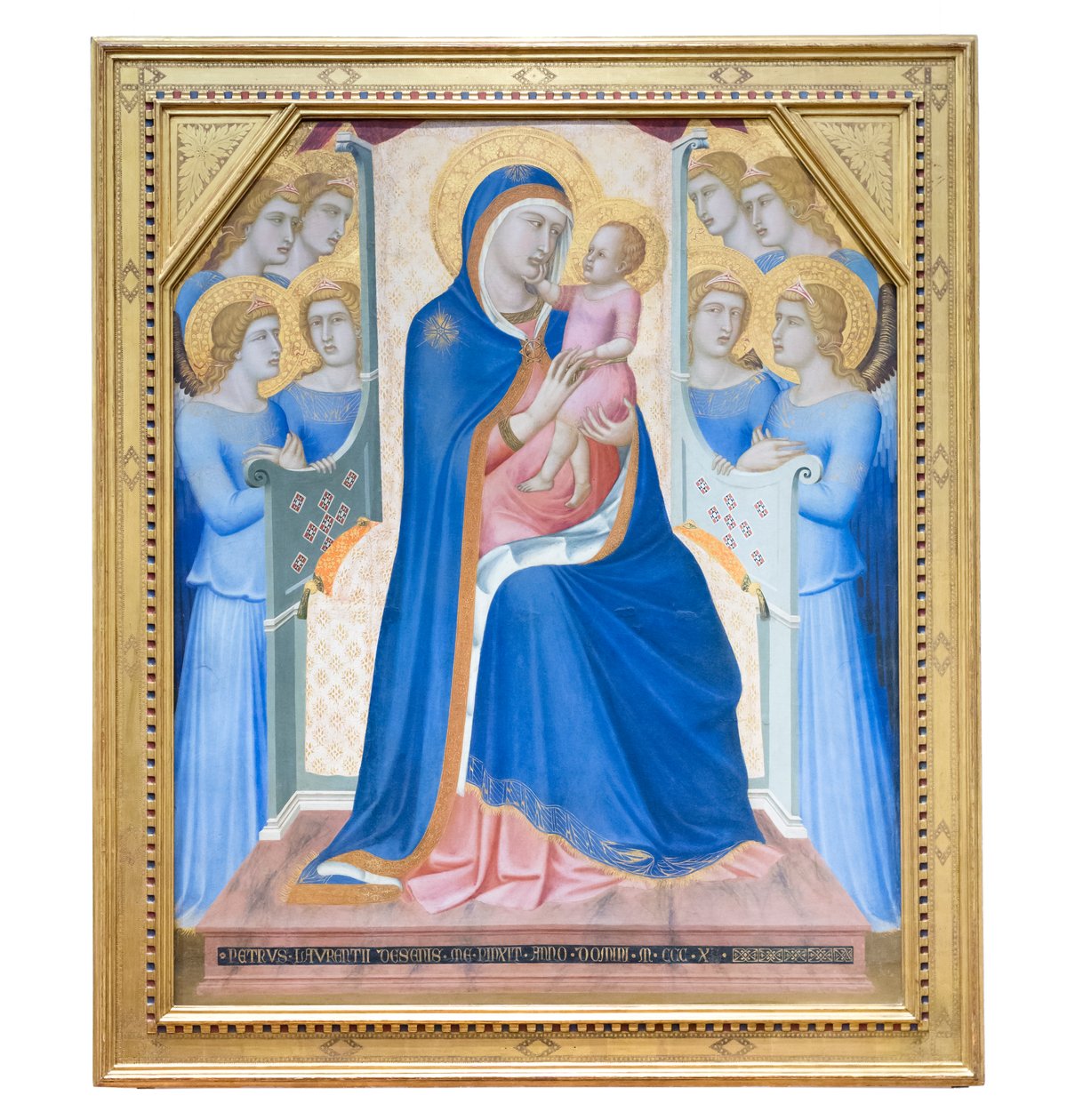 Madonna og Child troner med otte engle af Pietro Lorenzetti