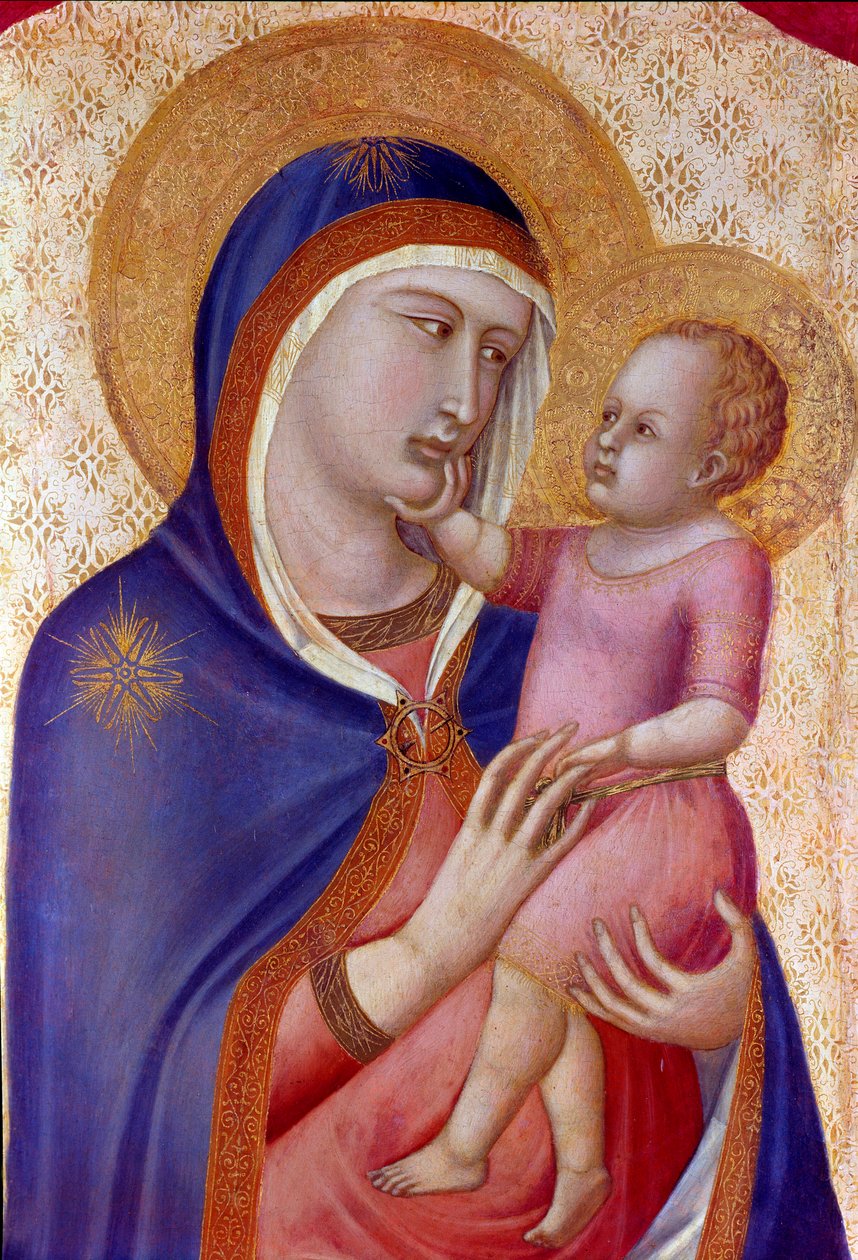 Madonna i herlighed Detalje af Jomfruen har barnet i majestæt mellem engle. Detrempe på træ af Pietro Lorenzetti (1280-1348) 1340 Dim. 1,45x1,22 m Firenze, Uffizi galleri af Pietro Lorenzetti