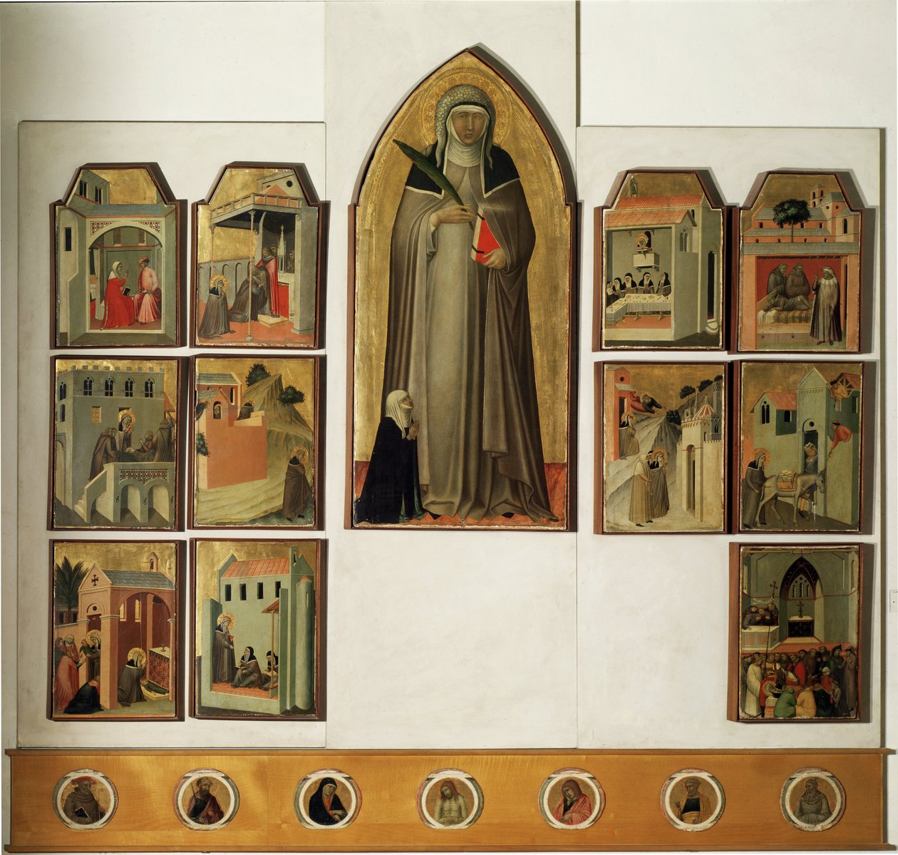 Polyptykon af Beata Umiltas liv - Detrempe på træ af Pietro Lorenzetti