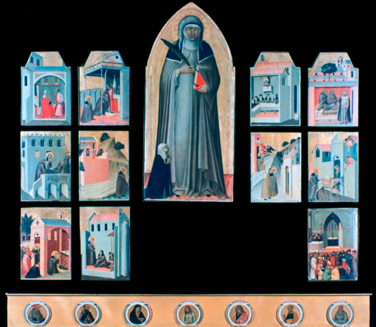 Den velsignede ydmyghed og elleve historier fra hendes liv, c1306-1348 af Pietro Lorenzetti