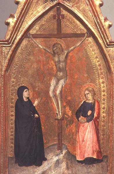 Korsfæstelsen med Jomfru Maria og Johannes teologen, ca. 1330 (tempera på panel) af Pietro Lorenzetti