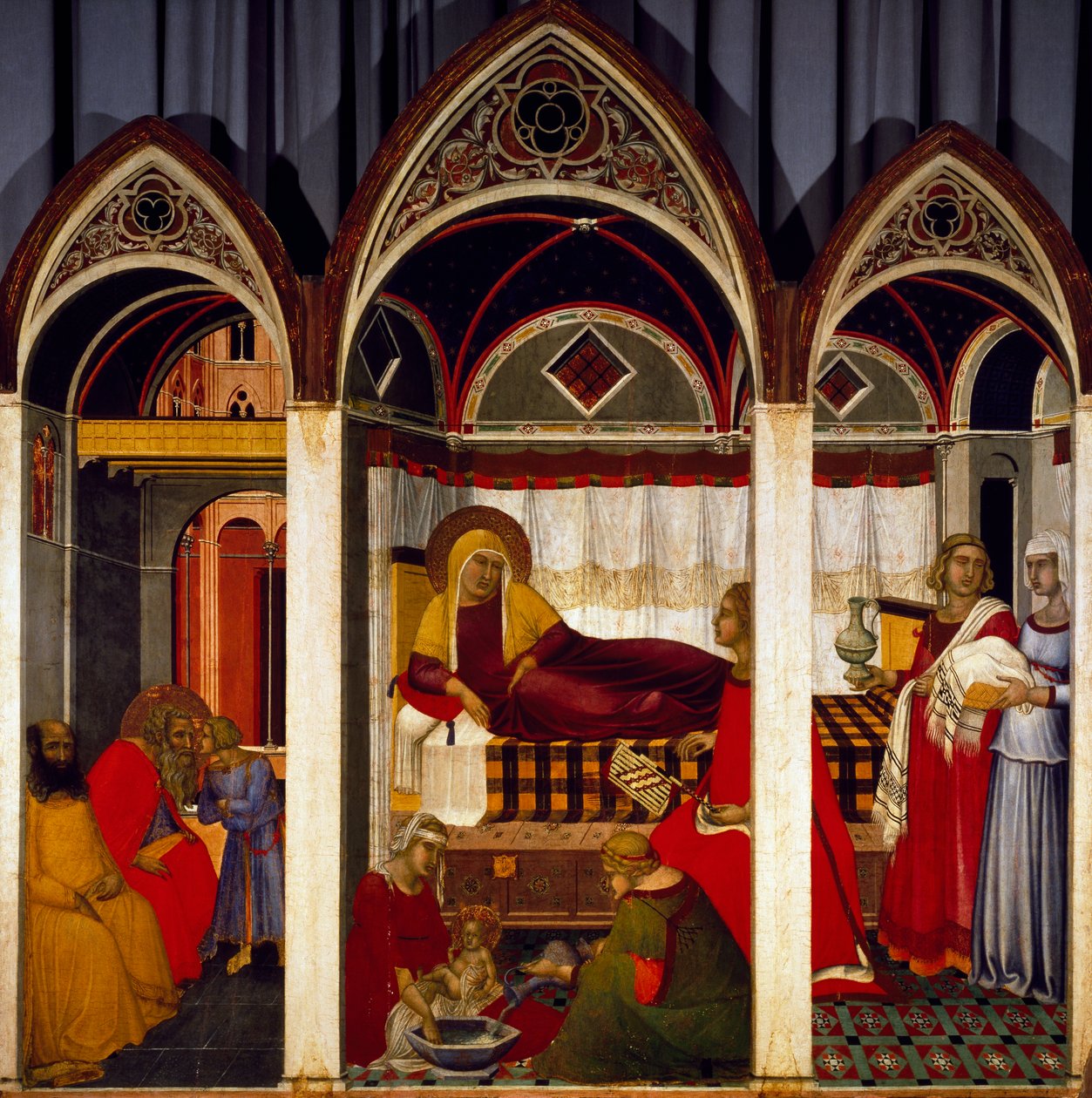 Triptykon af Jomfruens fødsel af Pietro Lorenzetti