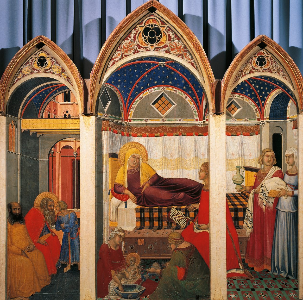 Triptykon af Jomfruens fødsel af Pietro Lorenzetti