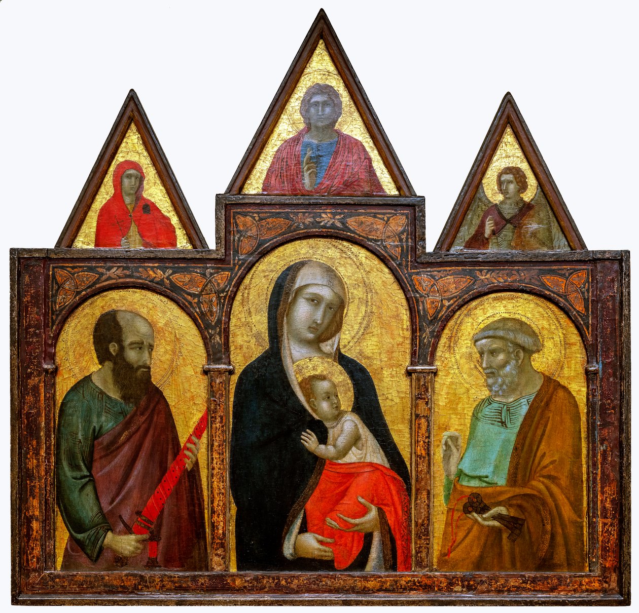 Jomfru og barn med de hellige Paulus og Peter, 1310-20 af Pietro Lorenzetti