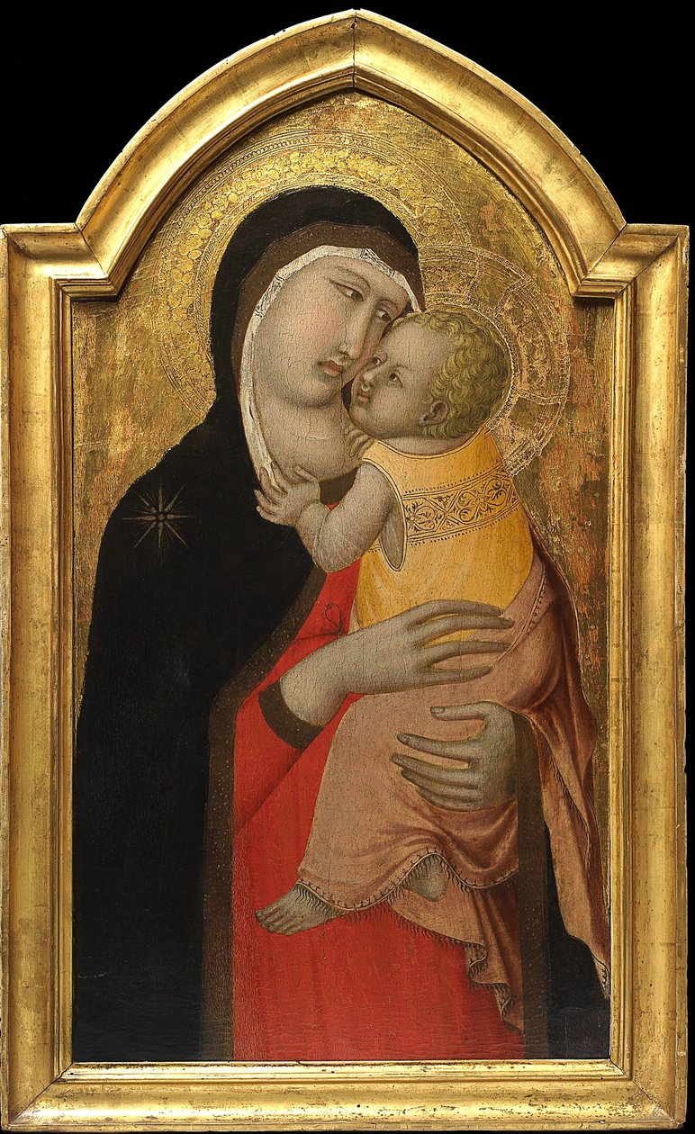 Jomfru og barn af Lorenzetti, Pietro (ca. 1300-ca. 1348). Tempera på panel,, Privat Samling af Pietro Lorenzetti