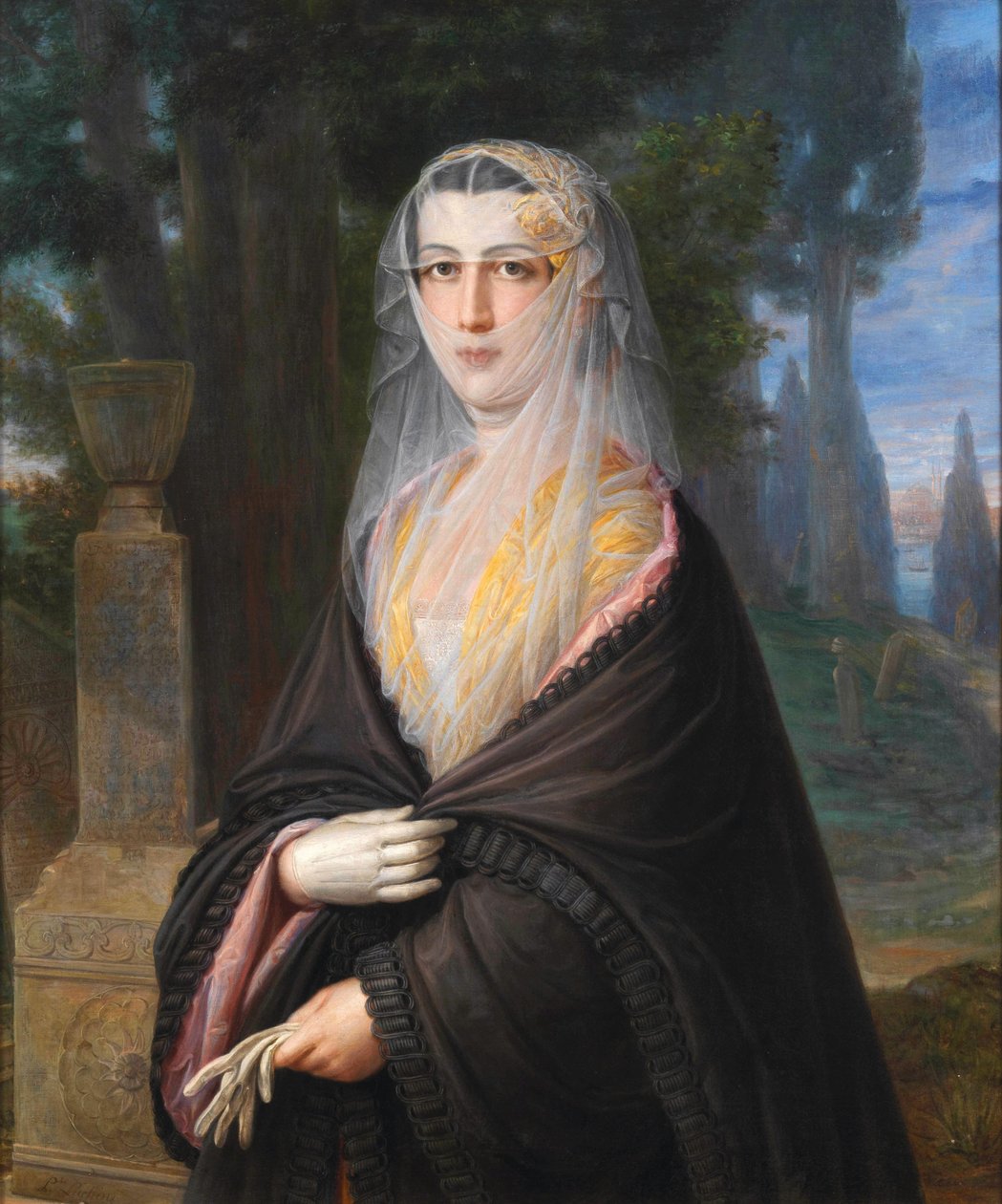 Ved Grand Champs des Morts, Istanbul, midten af det 19. århundrede.. af Pietro Luchini