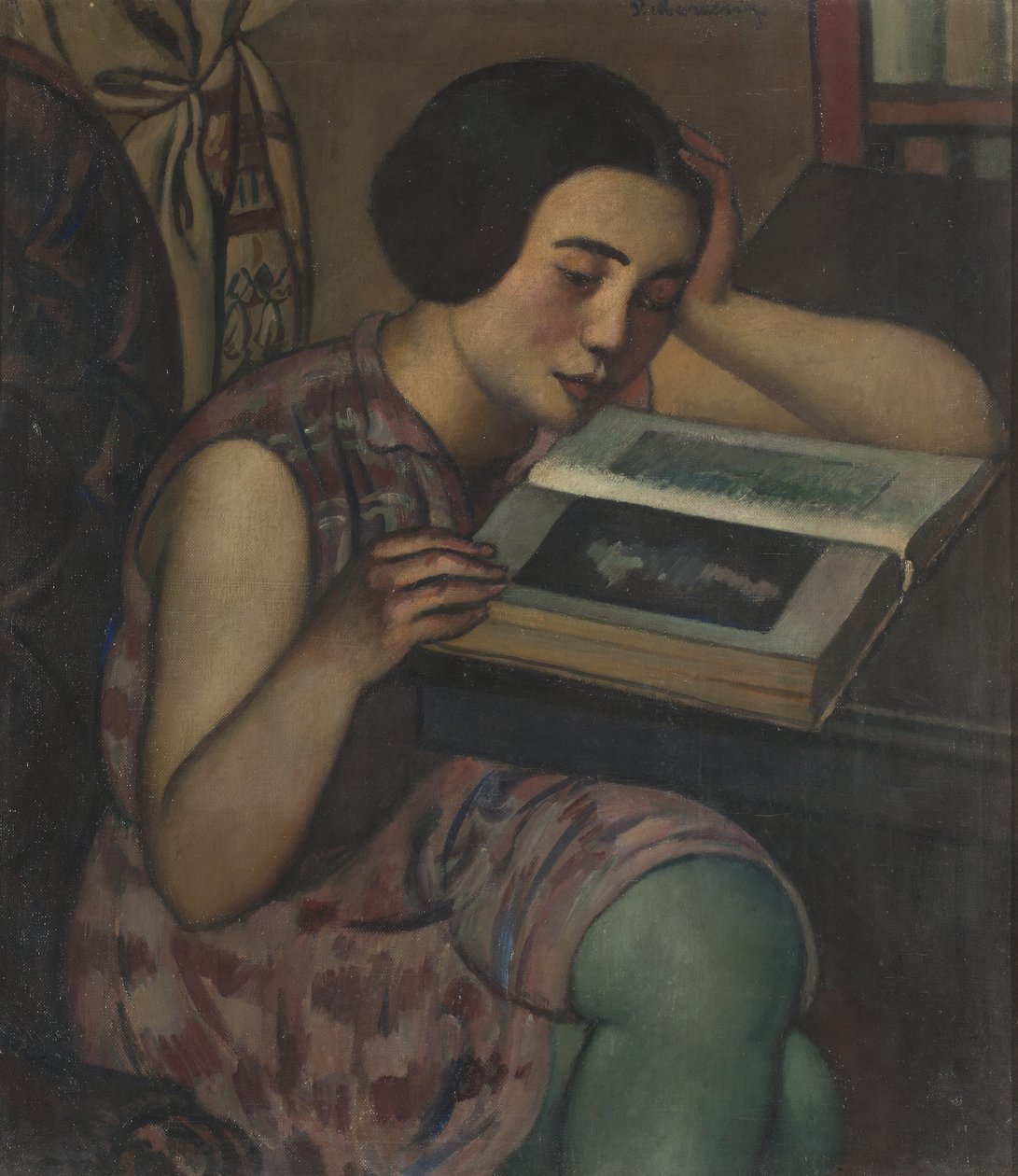 Ung pige læser, 1928 af Pietro Marussig