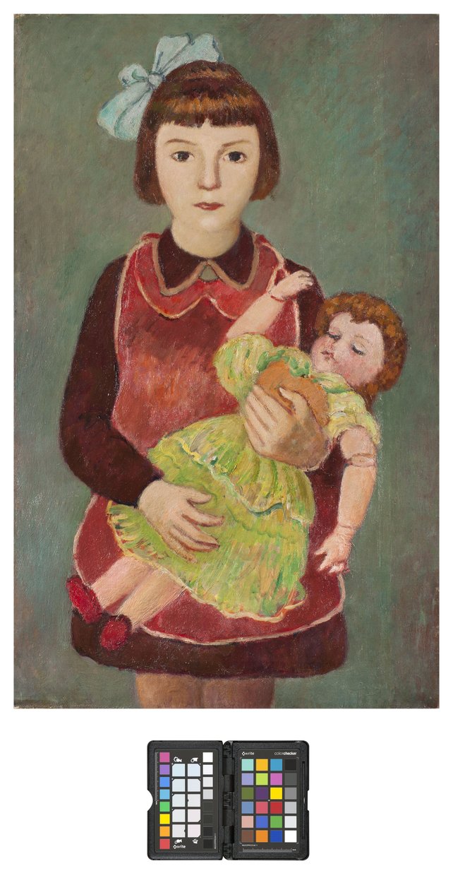 Ung pige med dukke, 1928 af Pietro Marussig
