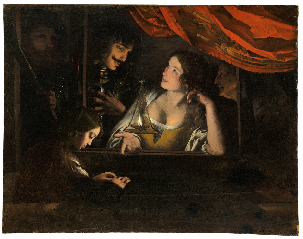 Figurer i interiør omkring en lanterne af Pietro Paolini