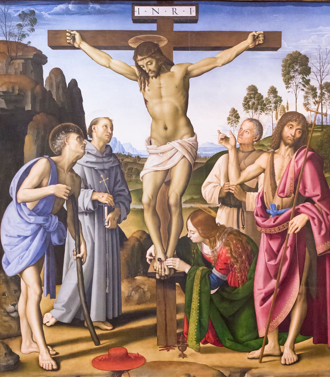 Korsfæstelse med helgen og den velsignede Giovanni Colombini af Pietro Perugino