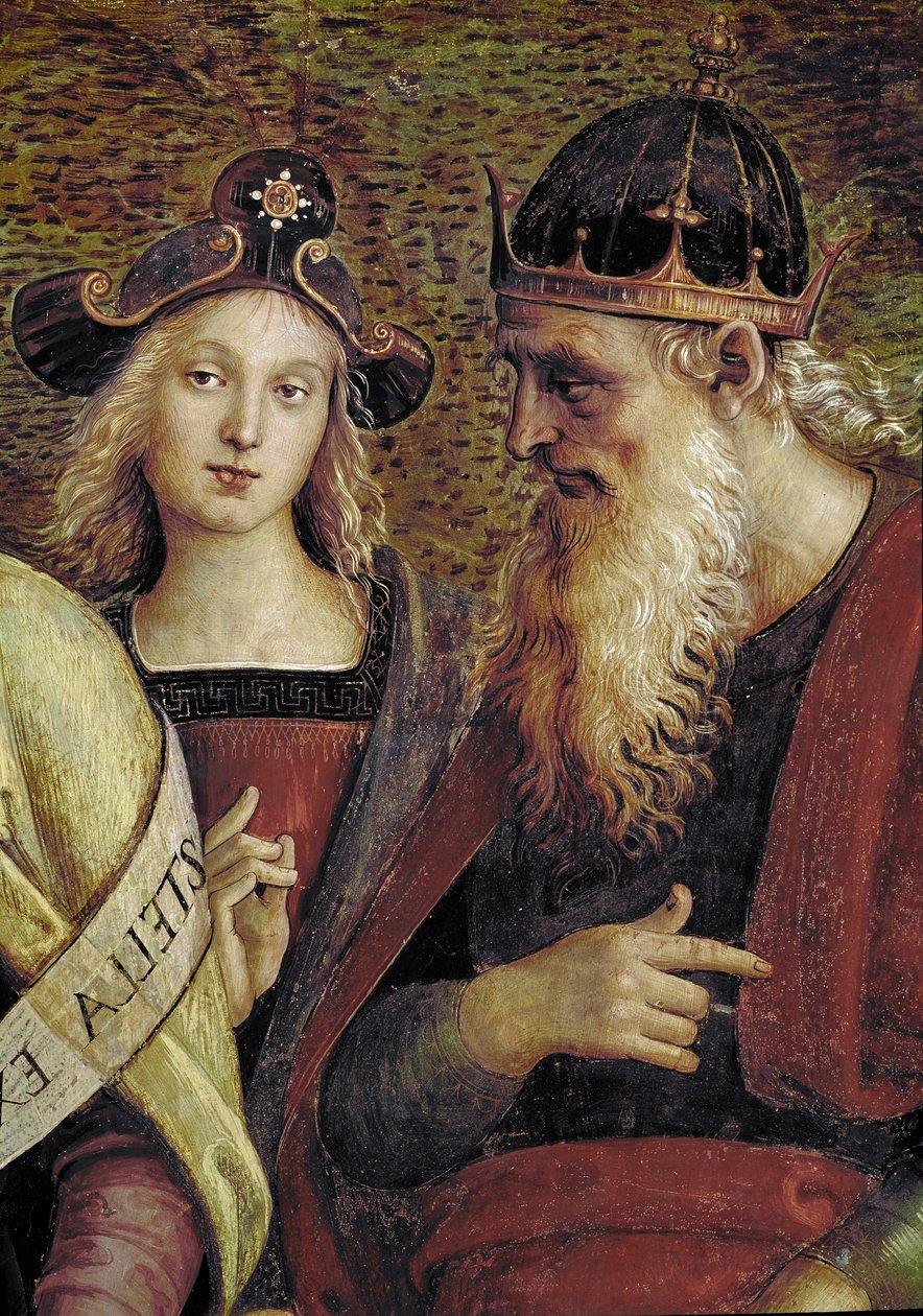 David, detalje af Den evige Fader omgiver med profeter og sibyller (fresko af Pietro Perugino
