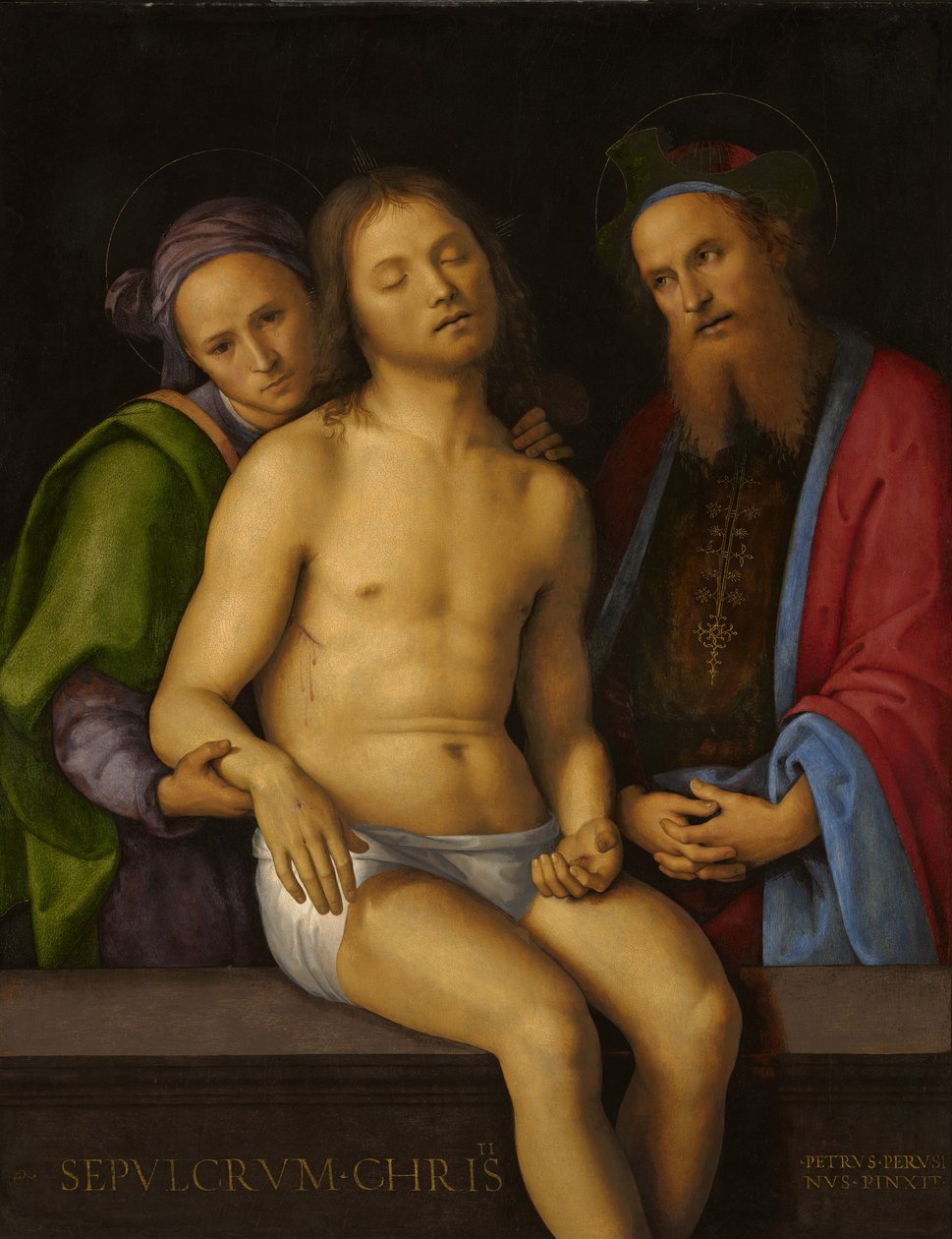 Død Kristus med Josef af Arimatæa og Nikodemus af Pietro Perugino