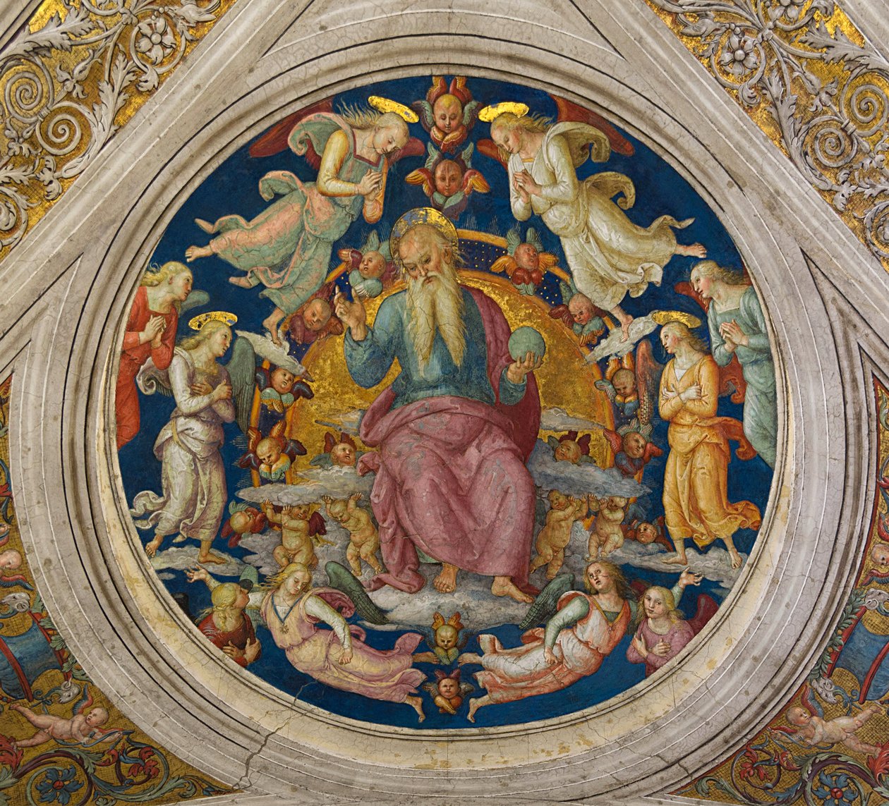 Gud Fader med engle fra Stanza dellincendio di Borgo af Pietro Perugino