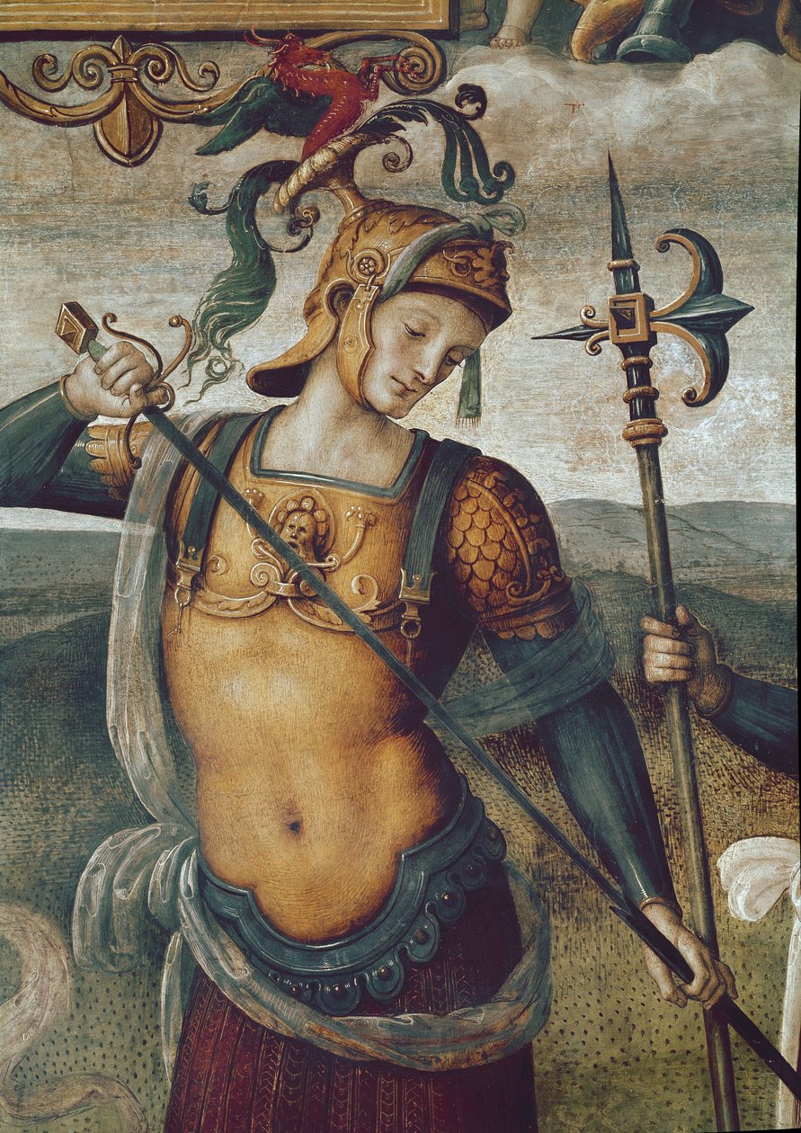 Leonidas I af Sparta (540-480 f.Kr.), konge af Lacedemonierne. Detalje af fresken "" Styrke og temperament med seks gamle helte "" af Pietro Vannucci dit il Perugino (The Perugin af Pietro Perugino