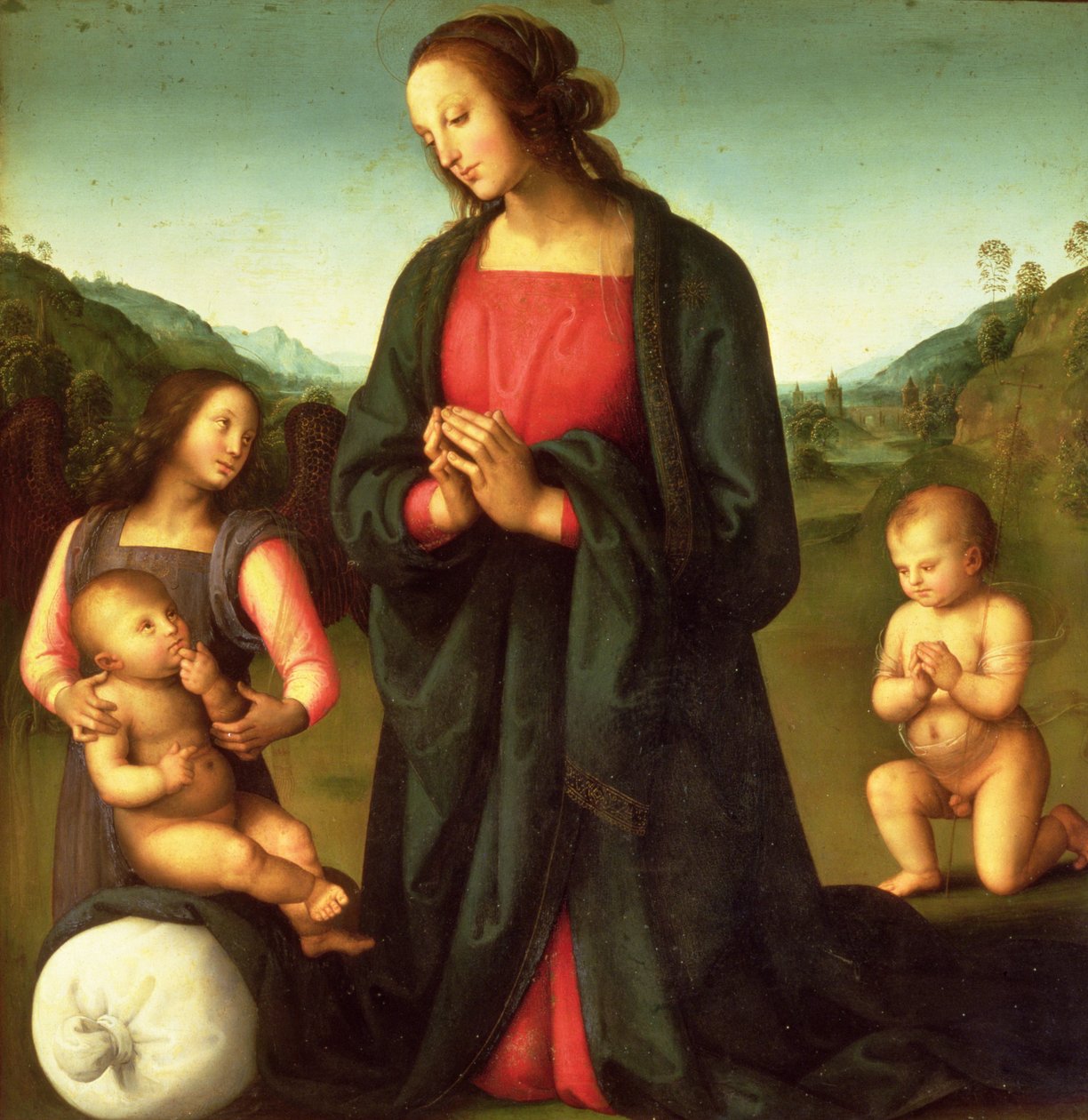 Madonna tilbeder Kristusbarnet (Madonna del Sacco) af Pietro Perugino