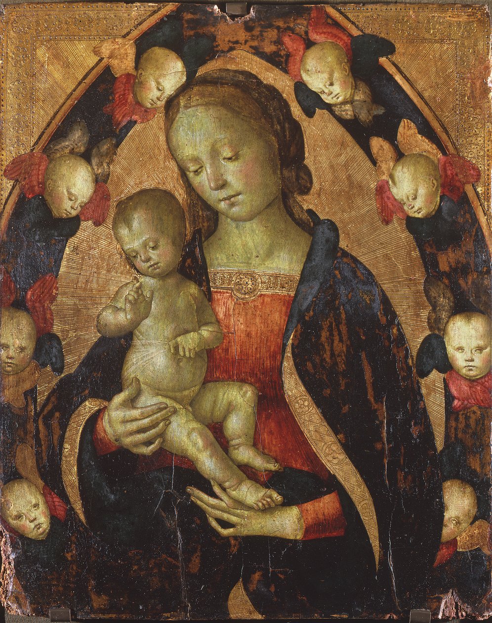 Madonna og barn omgivet af keruber, ca. 1475 af Pietro Perugino