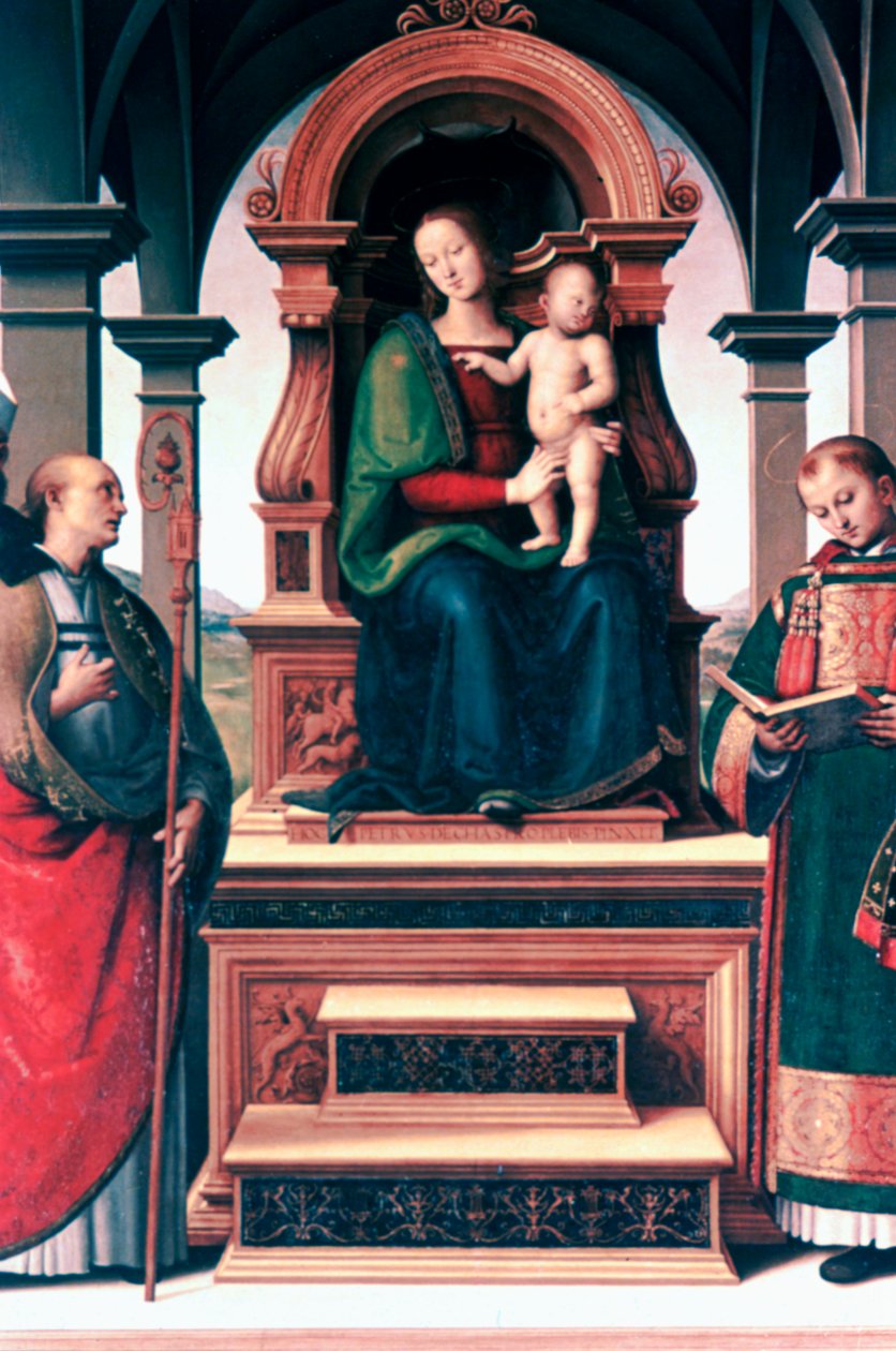 Madonna og barn med hellige, c1470-1523 af Pietro Perugino