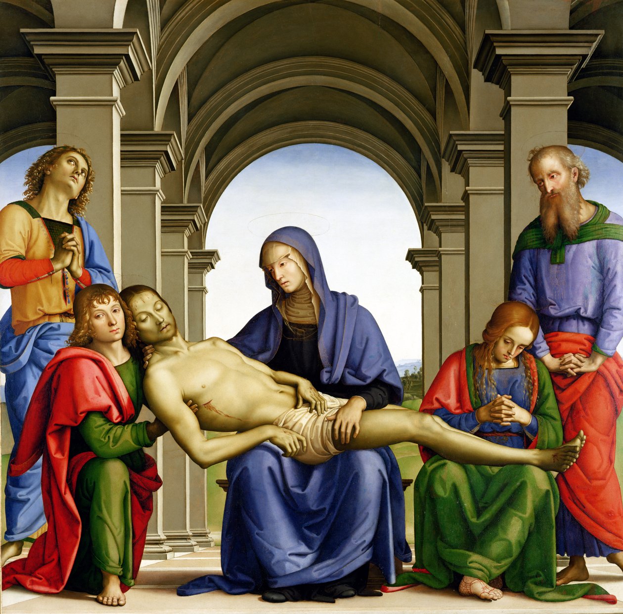 Pieta, 149394 (tempera på panel) af Pietro Perugino